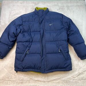 Vintage Nike Sportswear Jacket Mens XL Blue Swoosh Full Zip Puffer 90s Coat